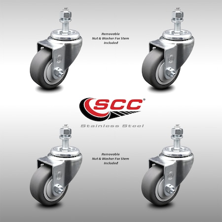 Service Caster 3.5 Inch SS Thermoplastic Rubber Swivel 1/2 Inch Threaded Stem Caster Brakes, 2PK SCC-SSTS20S3514-TPRB-121315-2-TLB-2